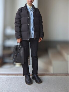 「春カラー」｜「アイテム（ダウンジャケット/コート）」を使った、cauxacuyさん（レディース・163cm）の冬コーディネート