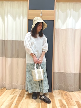 「スカラップ」｜「アイテム（帽子）」を使った、Uichanさん（レディース・150cm）の春コーディネート