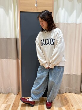 「RAGEBLUE（レイジブルー）のアイテム（ローファー）」を使った、Uichanさん（レディース・150cm）の冬コーディネート