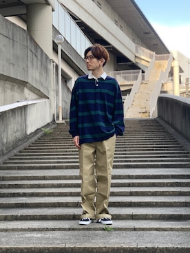 「RAGEBLUE（レイジブルー）のアイテム（チノパンツ）」を使った、opepeさん（メンズ・175cm）の春コーディネート