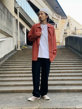 「H&M（エイチ・アンド・エム）のアイテム（パンツ）」を使った、opepeさん（メンズ・175cm）の秋コーディネート
