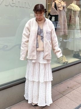 「merry jenny（メリージェニー）のcheckシアーテイアードスカート（スカート）」を使った、kotochiさん（レディース・154cm）の秋コーディネート