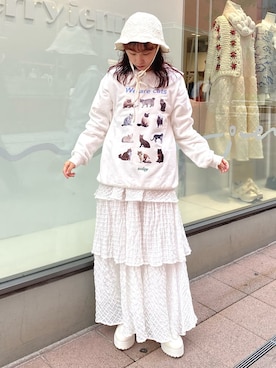 「merry jenny（メリージェニー）のcheckシアーテイアードスカート（スカート）」を使った、kotochiさん（レディース・154cm）の秋コーディネート