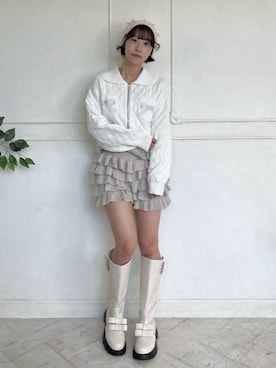 「merry jenny（メリージェニー）のアイテム（ニットキャップ/ビーニー）」を使った、kotochiさん（レディース・155cm）の秋コーディネート