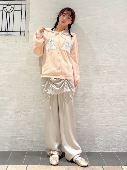 merry jenny スラックス パンツ サテンレイヤードパンツ