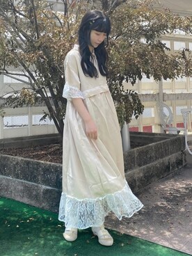 「merry jenny（メリージェニー）の箔グログランベルトシューズ（パンプス）」を使った、kotochiさん（レディース・154cm）の夏コーディネート