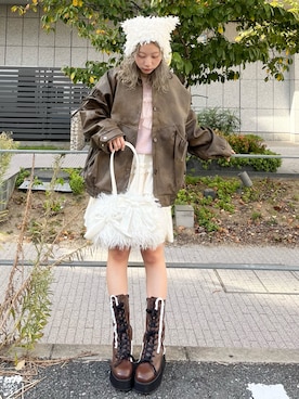 「アイテム（ニットキャップ/ビーニー）」を使った、kotochiさん（レディース・155cm）の秋コーディネート