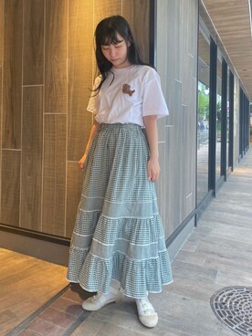 「merry jenny（メリージェニー）の箔グログランベルトシューズ（パンプス）」を使った、kotochiさん（レディース・154cm）の夏コーディネート