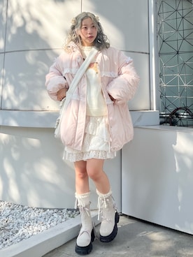 「アイテム（ダウンジャケット/コート）」を使った、kotochiさん（レディース・155cm）の秋コーディネート