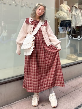 「アイテム（カーディガン/ボレロ）」を使った、kotochiさん（レディース・155cm）の秋コーディネート