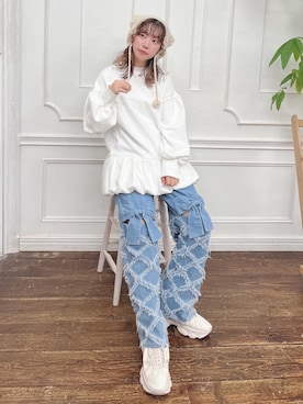 「merry jenny（メリージェニー）のアイテム（ニットキャップ/ビーニー）」を使った、kotochiさん（レディース・155cm）の夏コーディネート