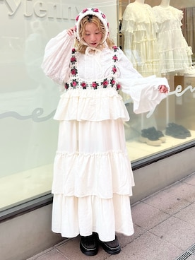 「merry jenny（メリージェニー）のクロシェヘッドドレス（カチューシャ）」を使った、kotochiさん（レディース・155cm・20代）の夏コーディネート