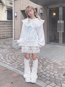 「merry jenny（メリージェニー）のfrill mary jane metal sneakers（その他シューズ、ホワイト系）」を使った、kotochiさん（レディース・155cm）の秋コーディネート
