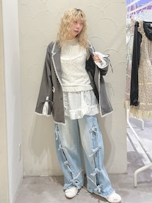 lace slit ribbon jacket　merry jenny lace slit ribbon jacket（テーラードジャケット）｜merry jenny