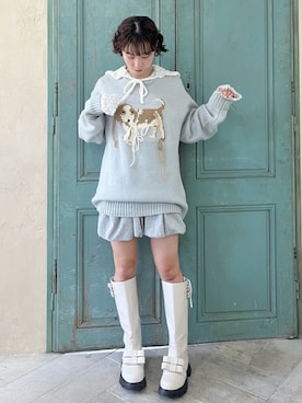 「merry jenny（メリージェニー）のアイテム（ブーツ）」を使った、kotochiさん（レディース・155cm）の秋コーディネート
