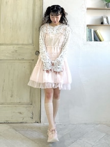 新品merryjenny キャミソールワンピース　ピンク メリージェニー merry jenny チュールドロストミニキャミ