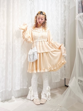 「merry jenny（メリージェニー）のサテンキャンディースリーブミニワンピース（ワンピース、ピンク系）」を使った、kotochiさん（レディース・155cm）の夏コーディネート