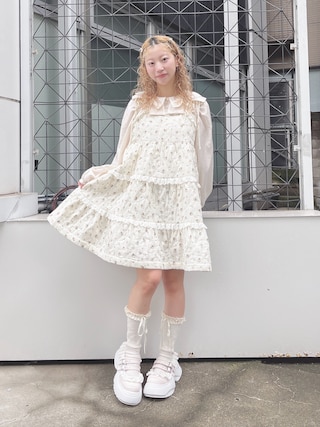 「merry jenny(メリージェニー)のダブルリボンカラーブラウス(シャツ/ブラウス)」を使った、kotochiさん(レディース・155cm)の夏コーディネート