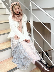 floralイレギュラーヘムミディスカート｜メリージェニー（merry jenny