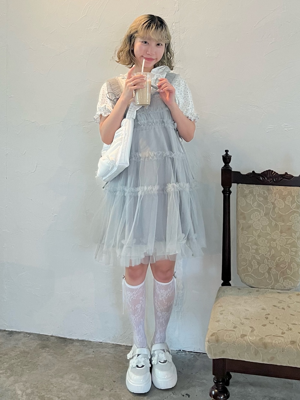 merry jenny チュールコルセットミニワンピース ライトグレー メリー