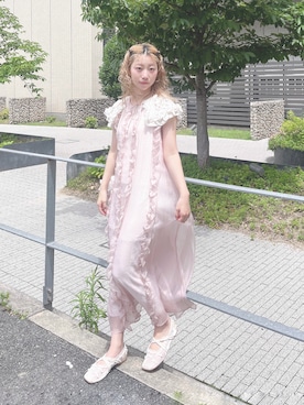 「merry jenny（メリージェニー）のlace frill collar（付け襟、ホワイト系）」を使った、kotochiさん（レディース・155cm）の夏コーディネート