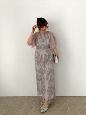 「Dorry Doll（ドリードール）のアイテム（ドレス）」を使った、たかりなさん（レディース・153cm）の春コーディネート