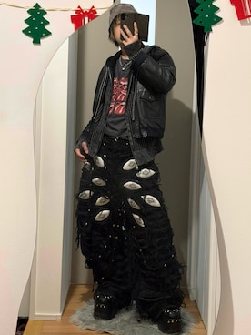 「アイテム（ミリタリージャケット）」を使った、あくまけさん（メンズ・175cm）の冬コーディネート