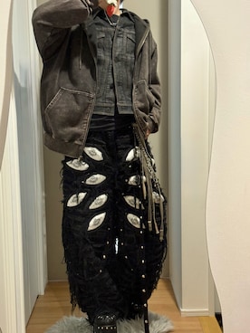 「アイテム（デニムジャケット）」を使った、あくまけさん（メンズ・175cm）の秋コーディネート