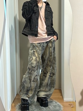 「アイテム（デニムジャケット）」を使った、あくまけさん（メンズ・175cm）の秋コーディネート