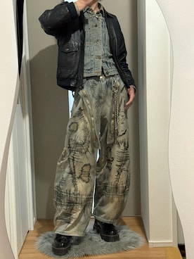 「アイテム（ミリタリージャケット）」を使った、あくまけさん（メンズ・175cm）の冬コーディネート