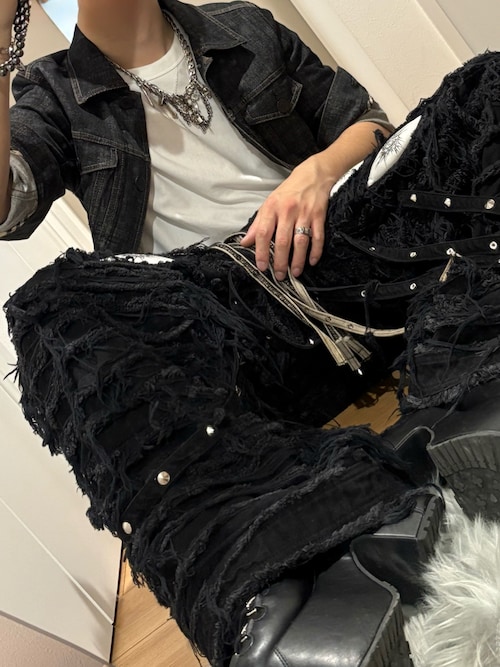 UNIZ】White Eyes Pants / 【ユニズ】ホワイトアイズダメージワイド 