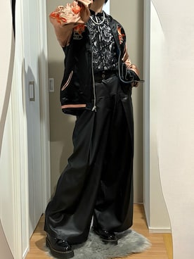 「アイテム（スカジャン）」を使った、あくまけさん（メンズ・175cm）の秋コーディネート