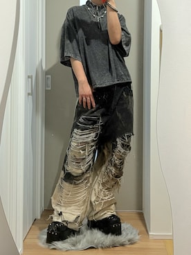 「アイテム（Tシャツ/カットソー）」を使った、あくまけさん（メンズ・175cm）の秋コーディネート