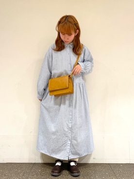 「152cm」｜「アイテム（シャツワンピース）」を使った、松さん（レディース・152cm）の冬コーディネート