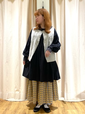 「チュニック」｜「アイテム（その他アウター）」を使った、松さん（レディース・152cm）の春コーディネート