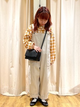 「チュニック」｜「アイテム（オールインワン・サロペット）」を使った、松さん（レディース・152cm）の春コーディネート