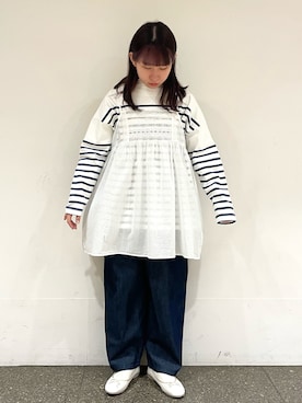 「サマンサモスモス」｜「アイテム（チュニック）」を使った、松さん（レディース・153cm）の春コーディネート