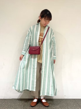 「サマンサモスモス」｜「アイテム（シャツワンピース）」を使った、松さん（レディース・153cm）の夏コーディネート