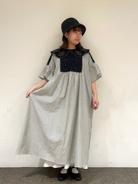 「Samansa Mos2（サマンサ モスモス）のモチーフレースワンピース（ワンピース）」を使った、松さん（レディース・153cm）の春コーディネート