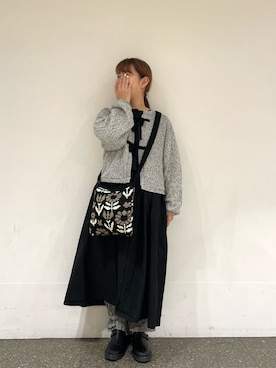 「ニットカーディガン」｜「アイテム（その他アウター）」を使った、松さん（レディース・153cm）の秋コーディネート