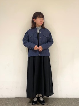 「チュニック」｜「アイテム（ノーカラージャケット）」を使った、松さん（レディース・153cm）の春コーディネート