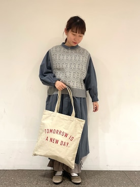 「サマンサモスモス」｜「アイテム（シャツワンピース）」を使った、松さん（レディース・153cm）の夏コーディネート