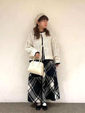 「サマンサモスモス」｜「アイテム（ハンチング/ベレー帽）」を使った、松さん（レディース・153cm）の冬コーディネート