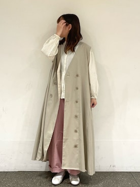 「ゆべしコラボ」｜「アイテム（ワンピース/ドレス）」を使った、松さん（レディース・153cm）の春コーディネート
