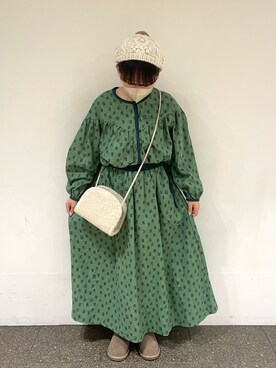 「サマンサモスモス」｜「アイテム（ハンチング/ベレー帽）」を使った、松さん（レディース・153cm）の秋コーディネート