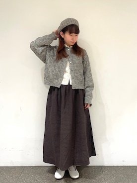 「サマンサモスモス」｜「アイテム（ハンチング/ベレー帽）」を使った、松さん（レディース・153cm）の冬コーディネート