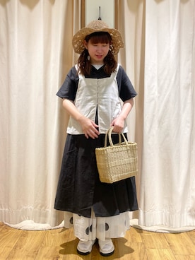 「サマンサモスモス」｜「アイテム（シャツワンピース）」を使った、松さん（レディース・152cm）の夏コーディネート