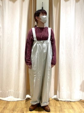 「サマンサモスモス」｜「アイテム（オールインワン・サロペット）」を使った、松さん（レディース・153cm）の秋コーディネート