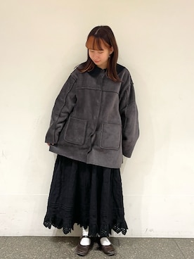 「サマンサモスモス」｜「アイテム（その他アウター）」を使った、松さん（レディース・153cm）の冬コーディネート