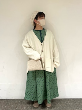 「サマンサモスモス」｜「アイテム（ハンチング/ベレー帽）」を使った、松さん（レディース・153cm）の秋コーディネート